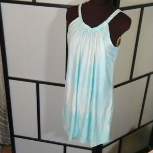 Sky Blue and White Tie Dye Dress Large